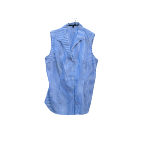 White and Blue Striped Vest Shirt-Size L