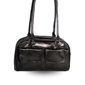 Black leather shoulder bag